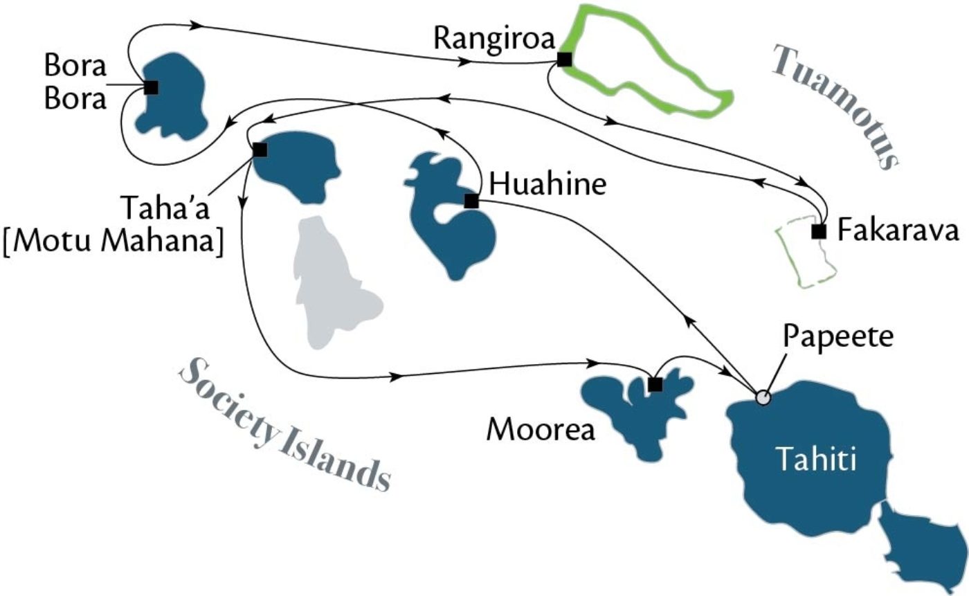 Society Islands and Tuamotus Map